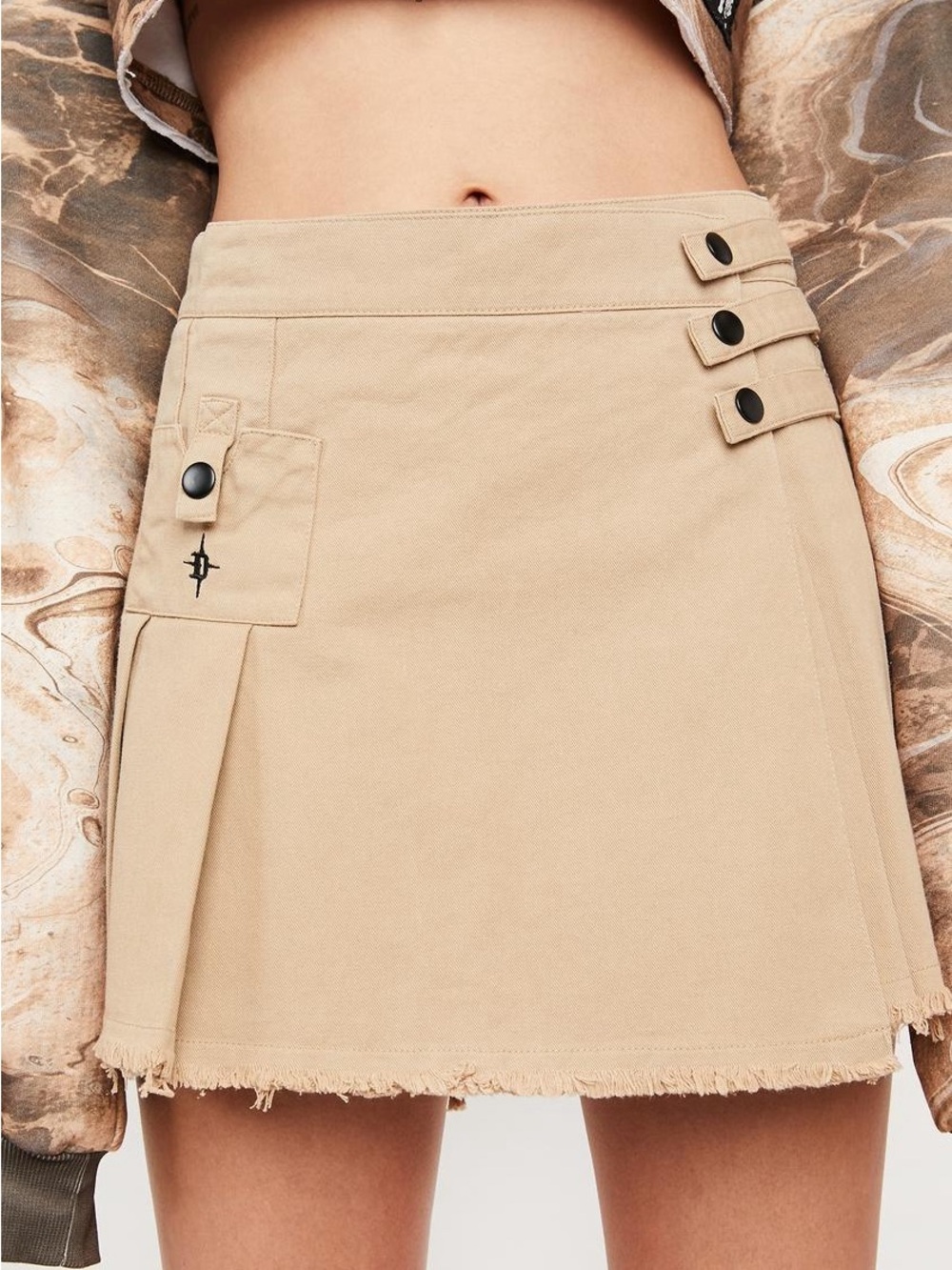 DARKER WAVS Dollskill Pleated Mini Skirt - Beige
